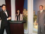 Sonya as a croupier with the James Bonds