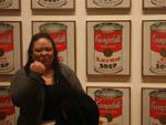 M looking aggressive next to Warhols Campbells Soup