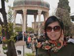 Sonya with the Hafez mausoleum in the background