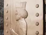 Persian guard on door leading to the Zoroastrian fire temple room