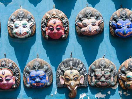 Various monkey and other animal masks for sale