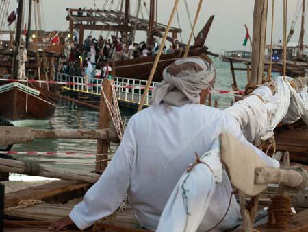 Captain relaxing on his dhow